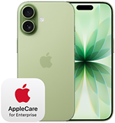 iPhone 17, face arrière, finition sauge, système à deux caméras Fusion, face avant, Dynamic Island, bordure d’écran mince et noire, logo AppleCare+