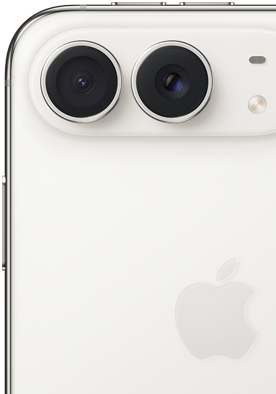Le dos à gauche affiche un logo Apple, un système à deux caméras et un flash
