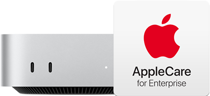 Vue de face d’un Mac mini en finition argent avec AppleCare+