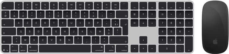 Magic Keyboard avec Touch ID et Magic Mouse vus d'en haut