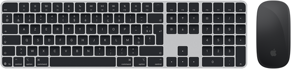 Magic Keyboard avec Touch ID et Magic Mouse vus d'en haut