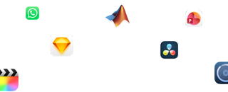 Plusieurs glyphes d'apps sont disposés autour du texte suivant : Et vos apps pro décollent