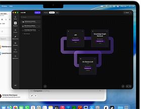 MacBook Air, écran affichant un flux de travail d’un grand modèle de langage sur WebAI