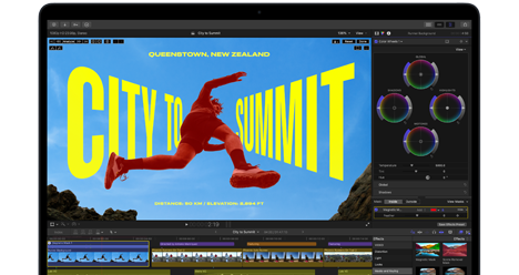 Écran de MacBook Air affichant un montage vidéo pour mettre en avant les capacités de la puce M5