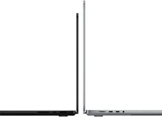 MacBook Pro 14 pouces et 16 pouces dos à dos, mettant en évidence la différence de taille et la finesse du profil